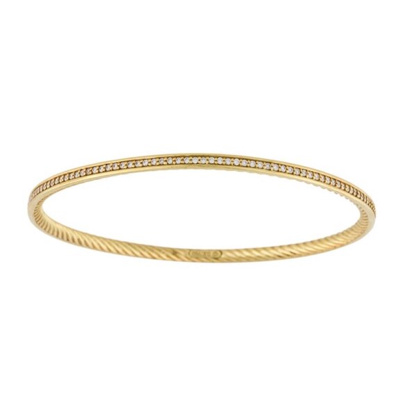 DAVID YURMAN 18K 750 YELLOW GOLD 1.12CTW DIAMOND BANGLE BRACELET - Picture 4 of 8